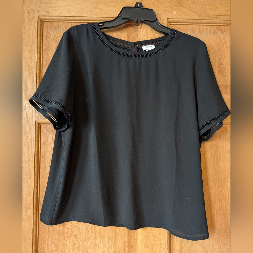 J. Crew Shirt Sleeve Blouse With Ladder Stich Detail Size Large